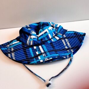 Jan & Jul Kids Blue Plaid Bucket Hat Sun Hat With Chin Strap Toddler Baby Hat